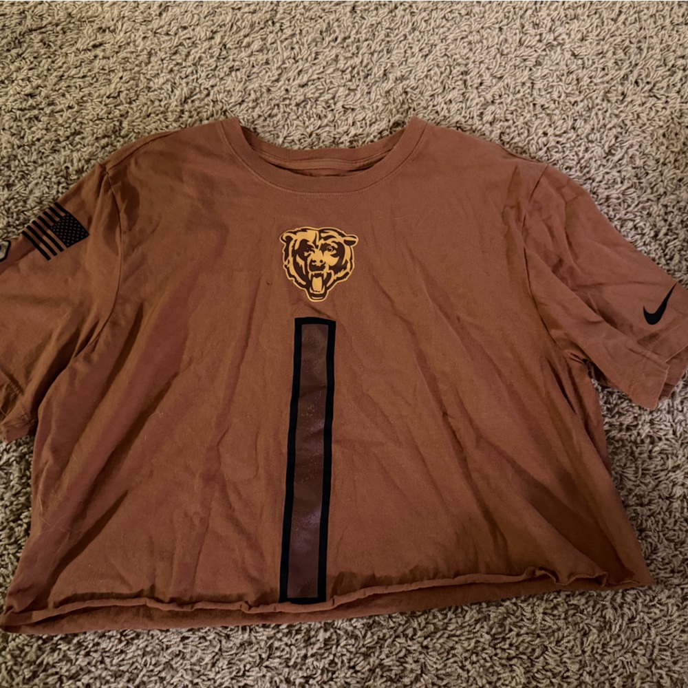 Nike Brown Crop Top with Black and Gold Accents